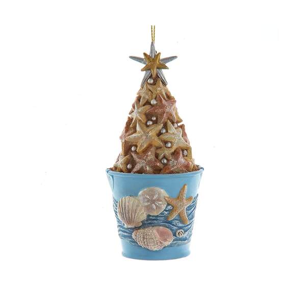 Item 101149 Coastal Bucket Of Starfish With Sand Ornament
