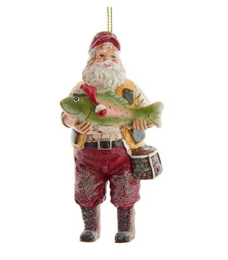 Item 104417 Fishing Santa With Big Fish Ornament
