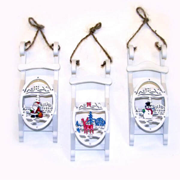 Item 100073 Sled With Santa/Reindeer/Snowman Ornament