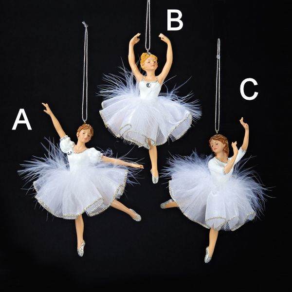 Item 100337 White/Silver Ballet Ornament
