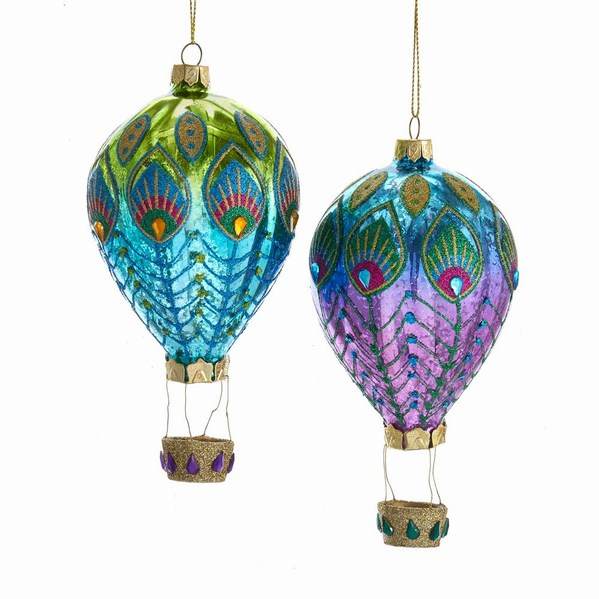 Item 100766 Peacock Hot Air Balloon Ornament
