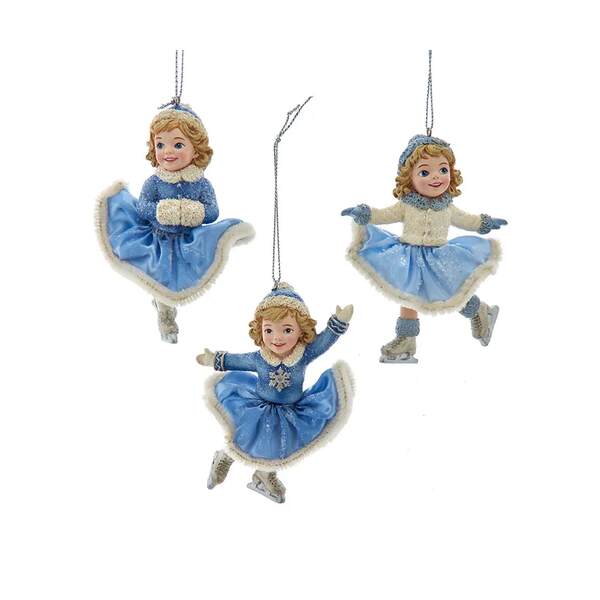 Item 103422 Ice Skating Girls In Blue Ornament