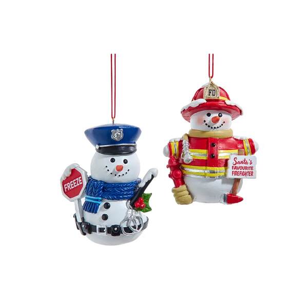 Item 104536 Firefighter/Police Snowman Ornament
