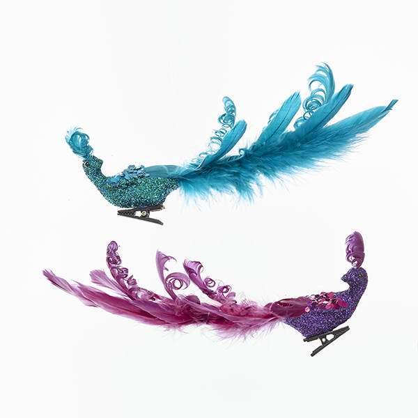 Item 106326 Peacock With Feathery Tail Clip-On Ornament