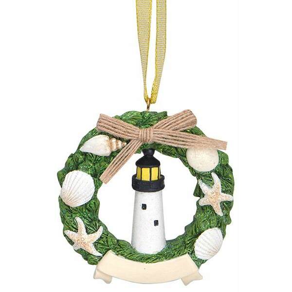 Item 108884 Lighthouse In Wreath Ornament