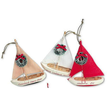 Item 109973 Sailboat With Wreath Ornament
