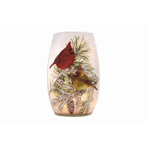 Item 212039 Christmas Cardinals Small Pre-lit Vase