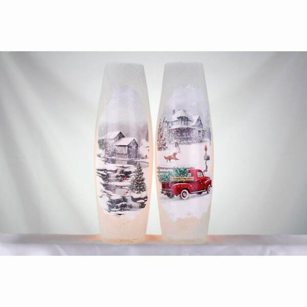 Item 212139 Lighted Truck/Houses/Pond Vase Sit Around