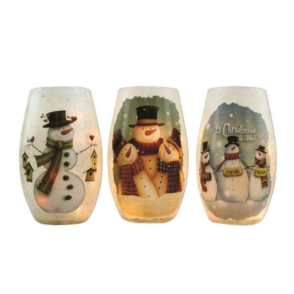 Item 212157 Lighted Snowman Vase Sit Around