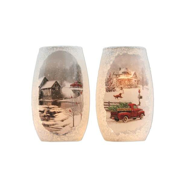 Item 212164 Lighted Mill/House/Truck Vase Sit Around
