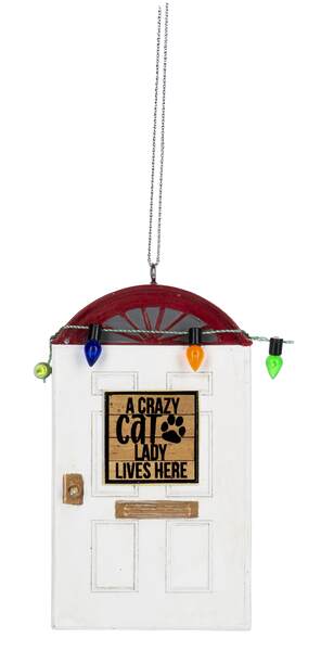 Item 260835 Front Door Crazy Cat Lady Ornament