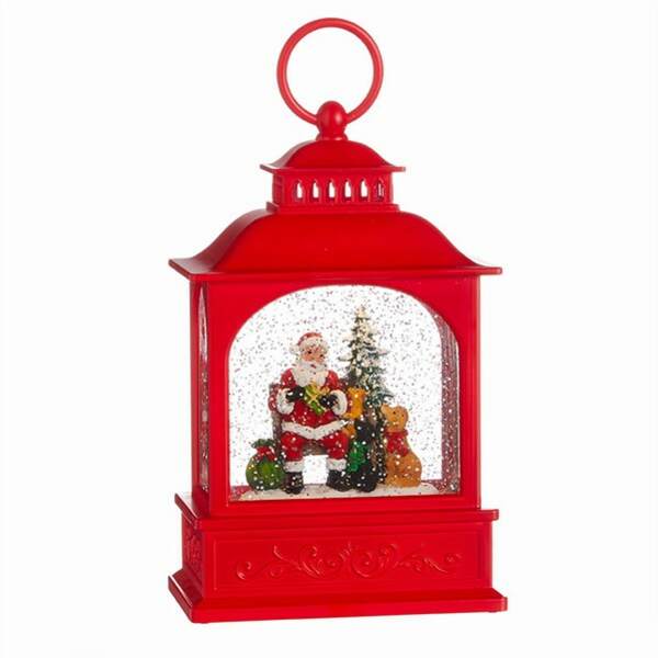 Item 281410 Lighted Dogs Visiting Santa Water Lantern