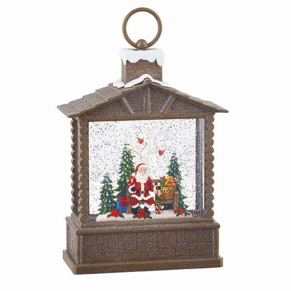 Item 282119 Lighted Santa Water Log Cabin