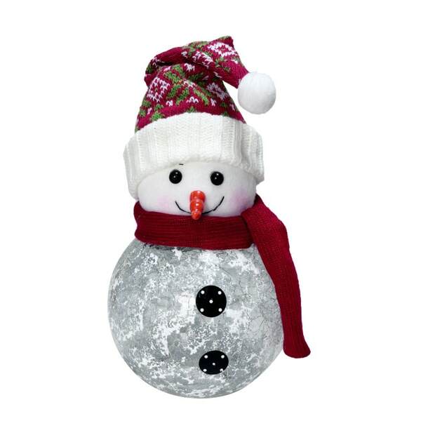 Item 322079 LED Glass Cranberry Holiday Snowman