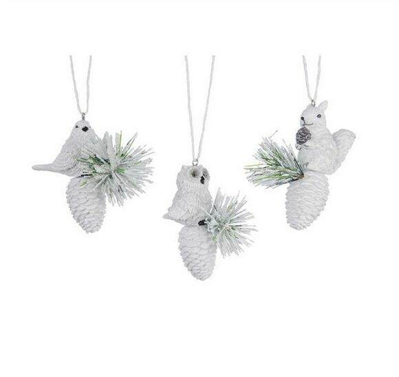 Item 360186 White Animal On Pine Cone Ornament