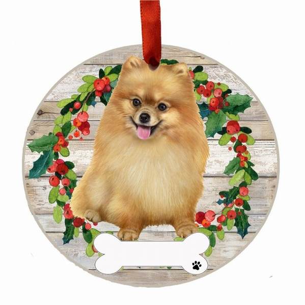 Item 407386 POMERANIAN FB WREATH ORNAMENT