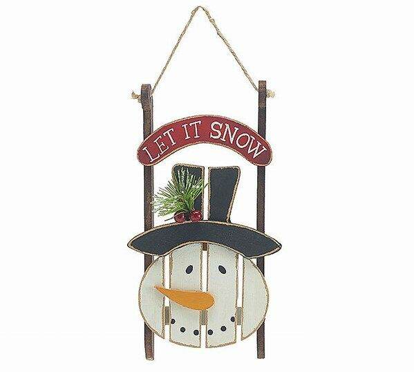 Item 527073 Snowman Face On Sled Ornament