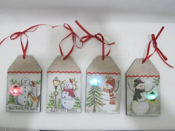 Item 558001 LED Canvas Snowman Ornament