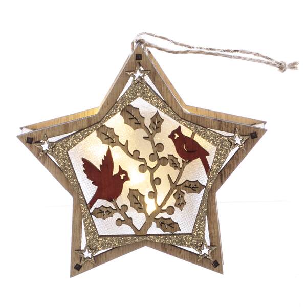 Item 558101 Lighted Cardinal Star Ornament