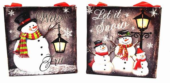Item 558174 LED Snowman Canvas Print