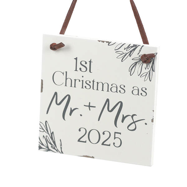 Item 609047 Mr/Mrs 1st Christmas 2025 Chippy Ornament