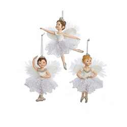 Item 100356 White/Silver Little Ballet Girl Ornament