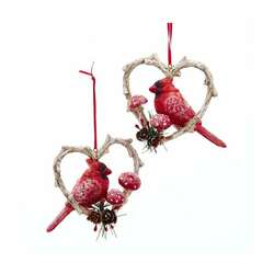 Item 100507 thumbnail Cardinal Birds In Heart Frame Ornament