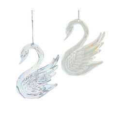 Item 100785 thumbnail Swan Opalescent Clear/White Ornament