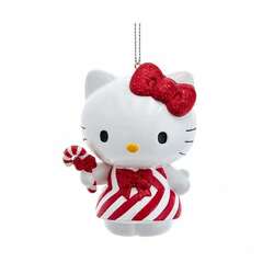 Item 101022 thumbnail Red White Hello Kitty With Candycane Ornament