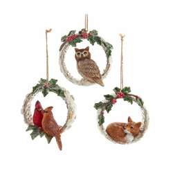 Item 101156 thumbnail Cardinial/Fox/Owl In Tree Hole Ornament