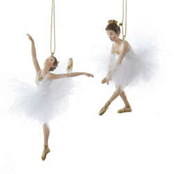 Item 101327 White/Gold Ballerina Ornament