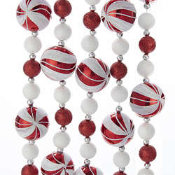Item 101671 thumbnail Red and White Peppermint Candy Ball Garland