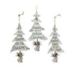 Item 101722 Ivory Sage Tree With Saying Ornament