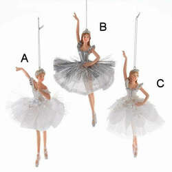 Item 102228 White Silver Ballet Ornament