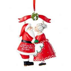 Item 102311 thumbnail Santa/Mrs. Claus Under Mistletoe Ornament
