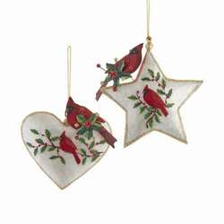 Item 102383 thumbnail Birch Berries Heart/Star Cardinal Ornament