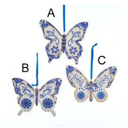 Item 103317 thumbnail Indigo Blue White Butterfly Ornament