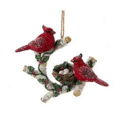 Item 103374 thumbnail Birch Berries Cardinal On Branch Ornament