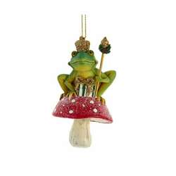 Item 103431 thumbnail Green Frog On Red Mushroom Ornament