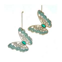 Item 103935 thumbnail Aqua/Gold Butterfly Ornament