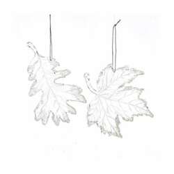 Item 104041 Clear Frosted Leaf Ornament