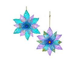Item 104078 thumbnail Peacock Glitter Poinsettia Ornament