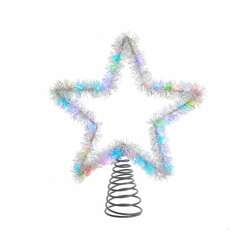 Item 104268 thumbnail Lighted Silver Tinsel Star Treetop
