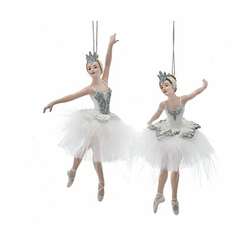 Item 104407 Silver And White Ballerina Ornament
