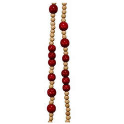Item 105330 thumbnail 9ft Natural And Red Wood Bead Garland