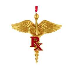 Item 105414 thumbnail Gold Caduceus Pharmacist Ornament