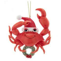 Item 105706 thumbnail Whimsical Red Crab With Wreath Ornament