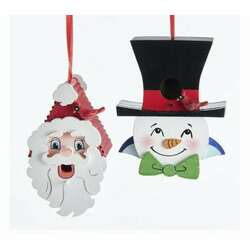 Item 105890 thumbnail Santa/Snowman Head Birdhouse Ornament