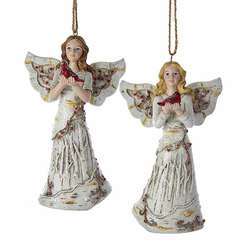 Item 106210 thumbnail Birch Angel Holding Cardinal Ornament