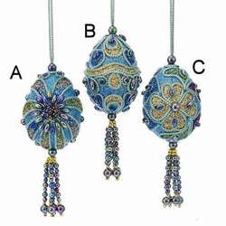 Item 106392 thumbnail Mini Blue Peacock Egg With Dangle Ornament